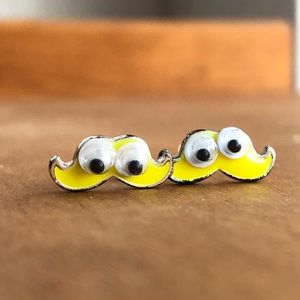 YELLOW MUSTACHE EARRINGS